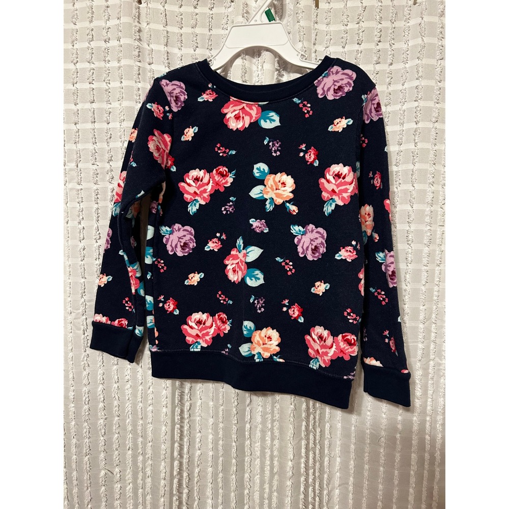 Garanimals Girls Navy Blue Floral Fleece Pullover Sweatshirt Size 5T QTGF1848211